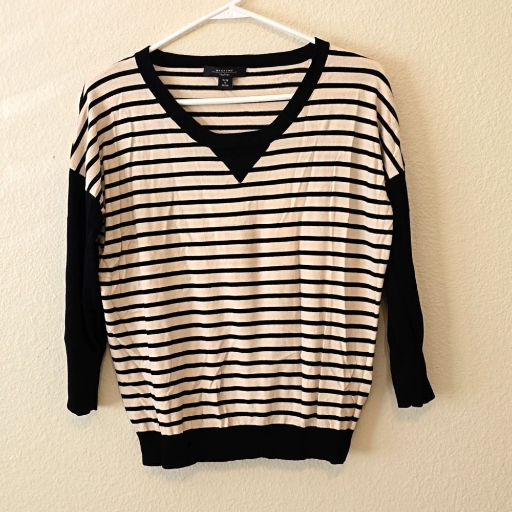 MaxMara Weekend striped vneck pullover sweater‎ size large